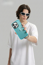 Carcasa+ protector de cámara para iPhone celeste