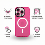Carcasa MagSafe + Protector de cámara para iPhone fucsia