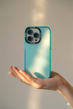 Carcasa+ protector de cámara para iPhone celeste