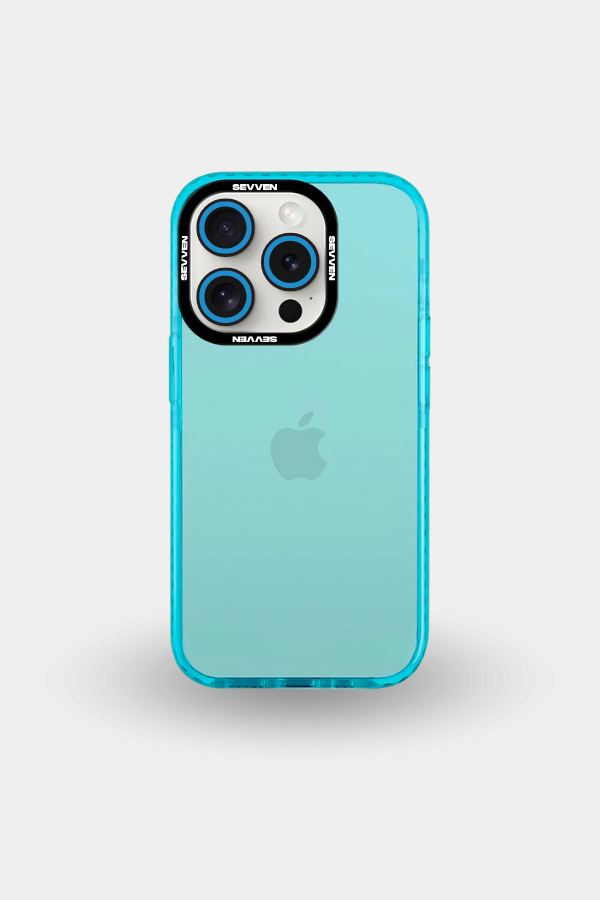 Carcasa + Protector de cámara para iPhone celeste