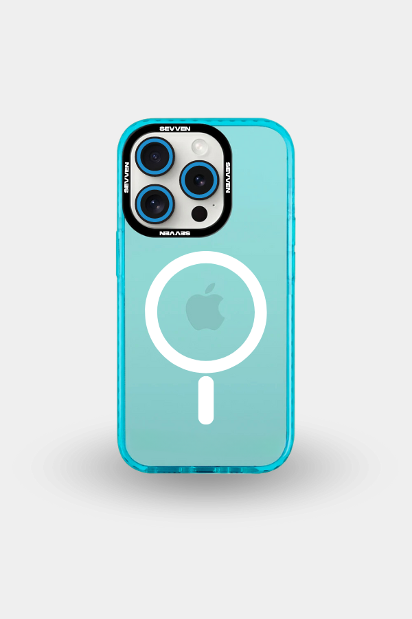 Carcasa MagSafe + Protector de cámara para iPhone Celeste
