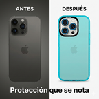 Carcasa+ protector de cámara para iPhone celeste