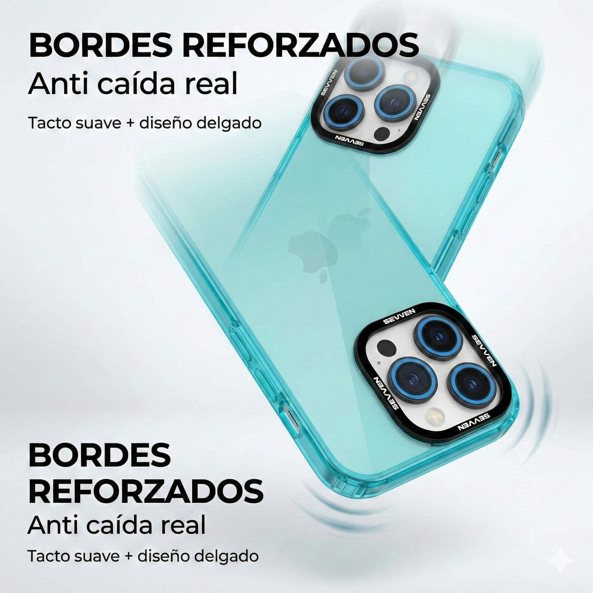 Carcasa+ protector de cámara para iPhone celeste