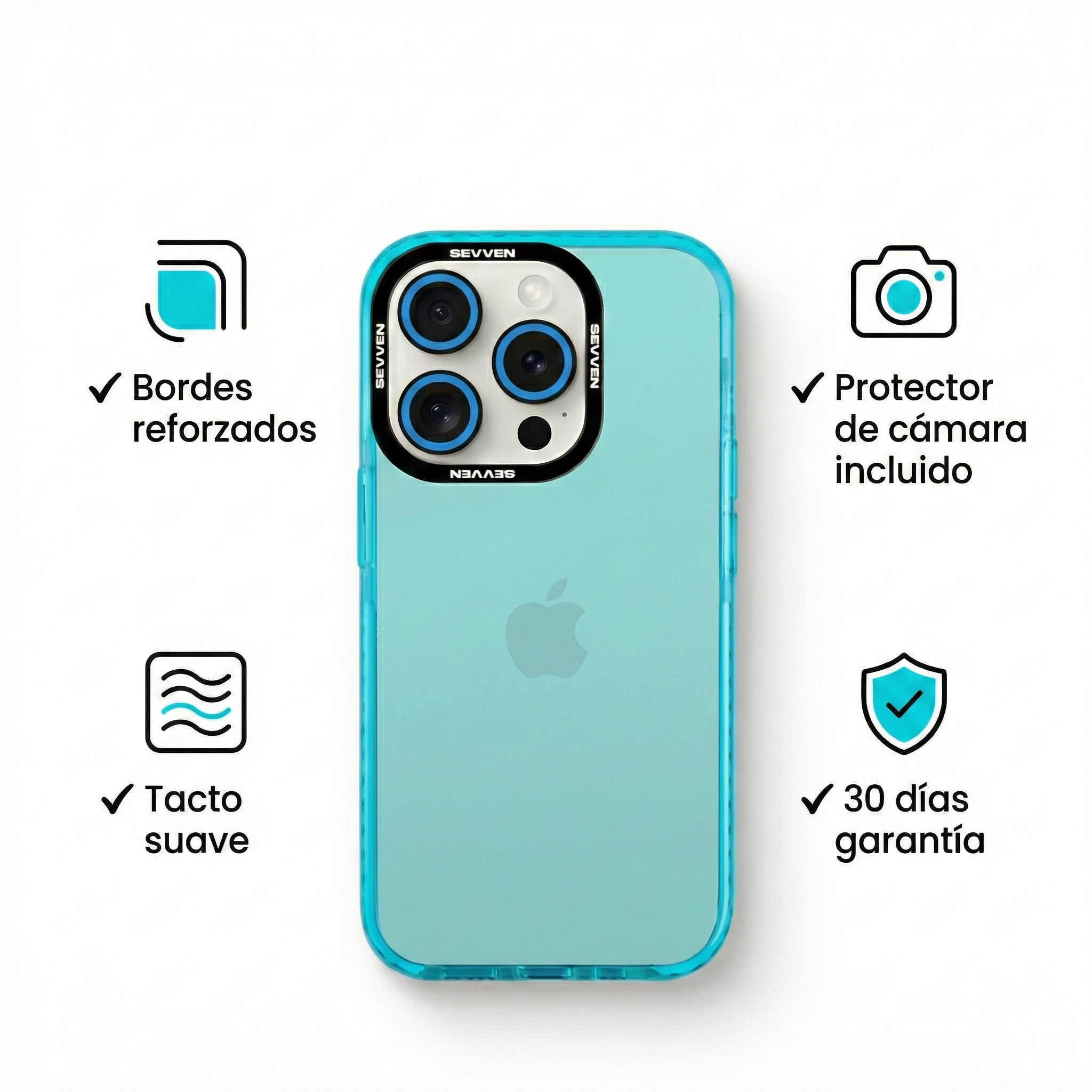 Carcasa+ protector de cámara para iPhone celeste