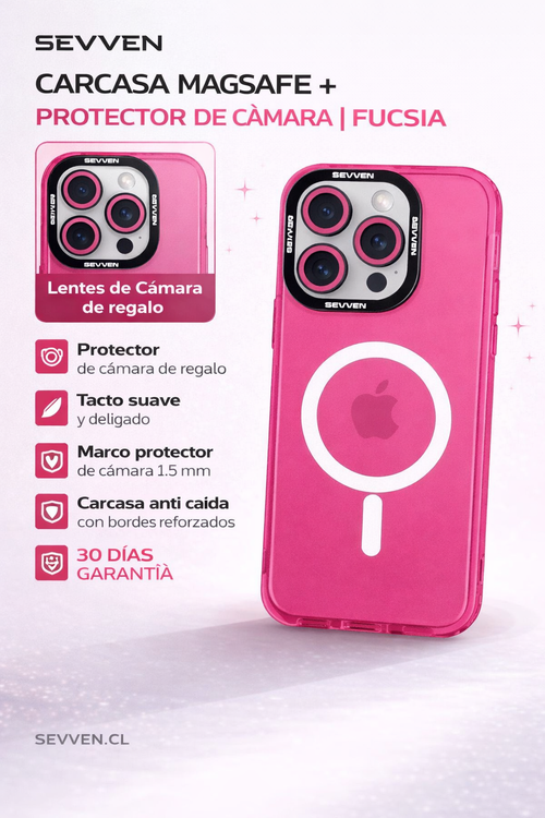 Carcasa MagSafe + Protector de cámara para iPhone fucsia