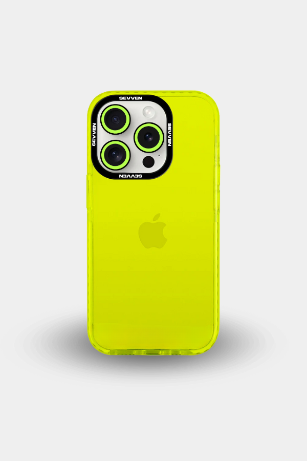 Carcasa + protector de cámara para iPhone Amarillo flúor