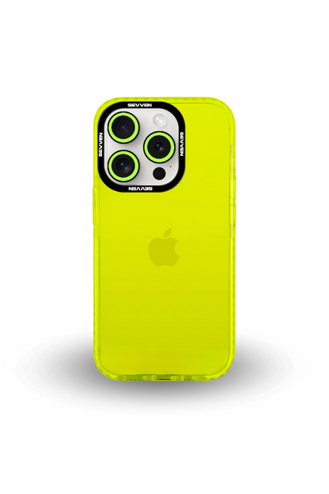 Carcasa para iPhone amarillo flúor con protector de cámara