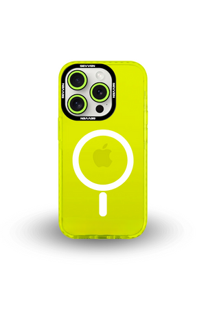 Carcasa MagSafe Amarillo Flúor + Protector de Cámara para iPhone