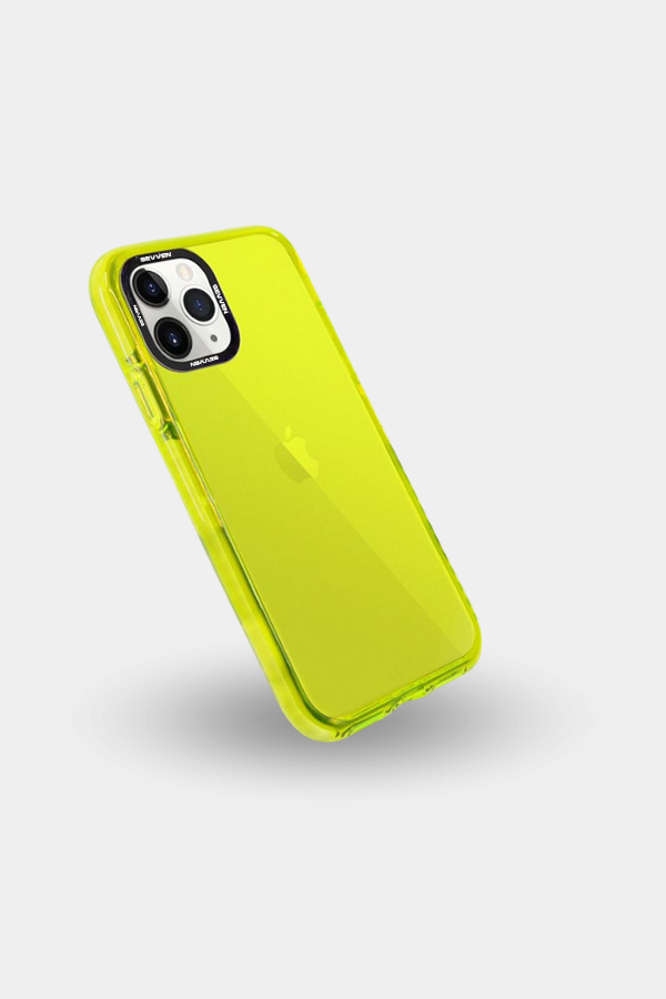 Carcasa + protector de cámara para iPhone Amarillo flúor