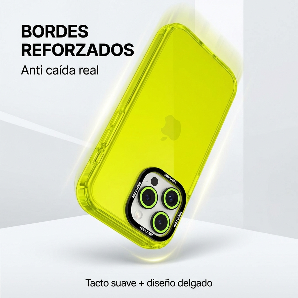 Carcasa + protector de cámara para iPhone Amarillo flúor