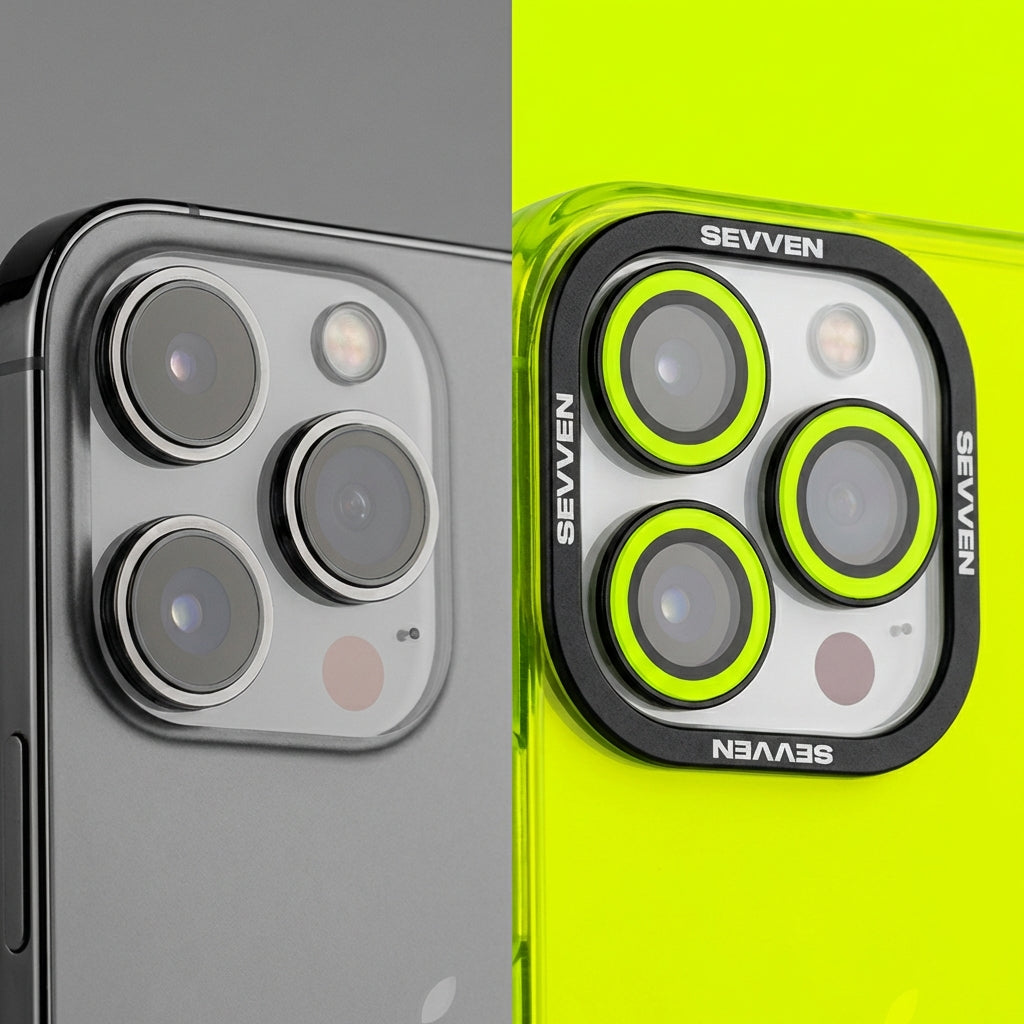 Carcasa + protector de cámara para iPhone Amarillo flúor