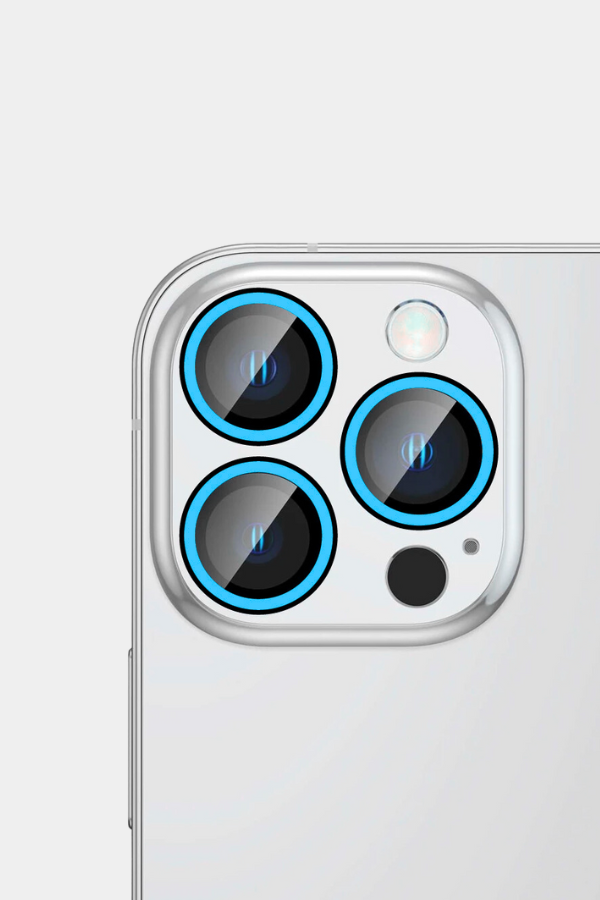 Carcasa+ protector de cámara para iPhone celeste