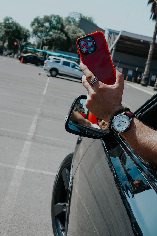 Carcasa+ protector de cámara para iPhone roja