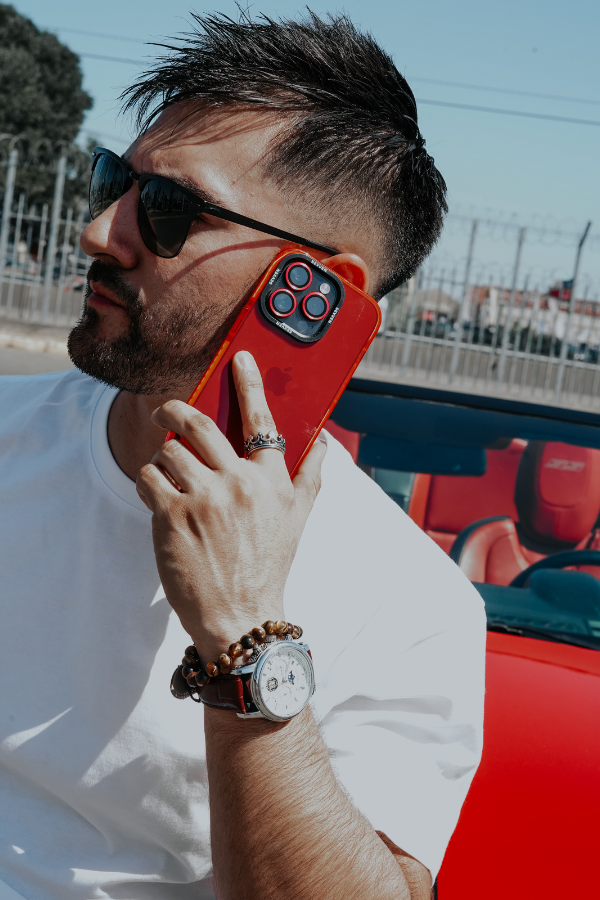 Carcasa+ protector de cámara para iPhone roja