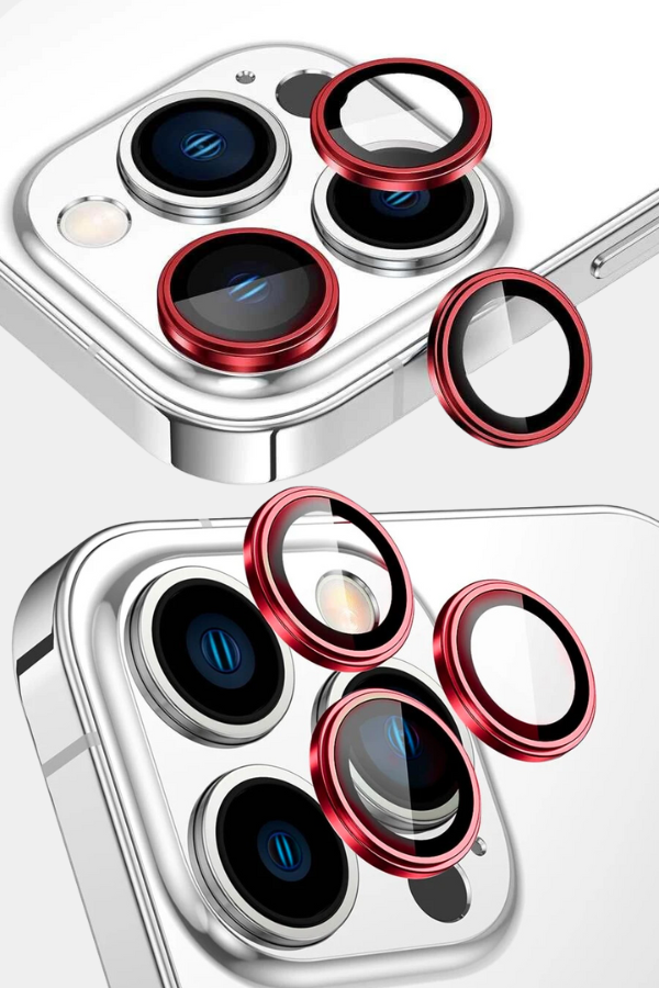 Carcasa + Protector de cámara para iPhone roja